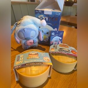 Disney Stitch Plush Keychain/Bag Charm & GWP 2 Generic Dumpling Squishies